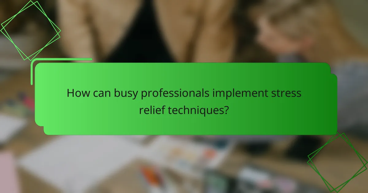 How can busy professionals implement stress relief techniques?
